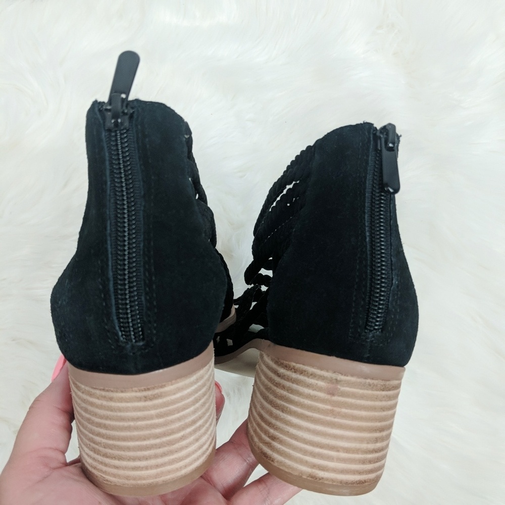 New! Torrid Black Real Suede Braided Strap Block H - Picture 6 of 8
